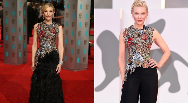 Cate Blanchett...the one who recycles her clothes the most for her looks on the red carpet